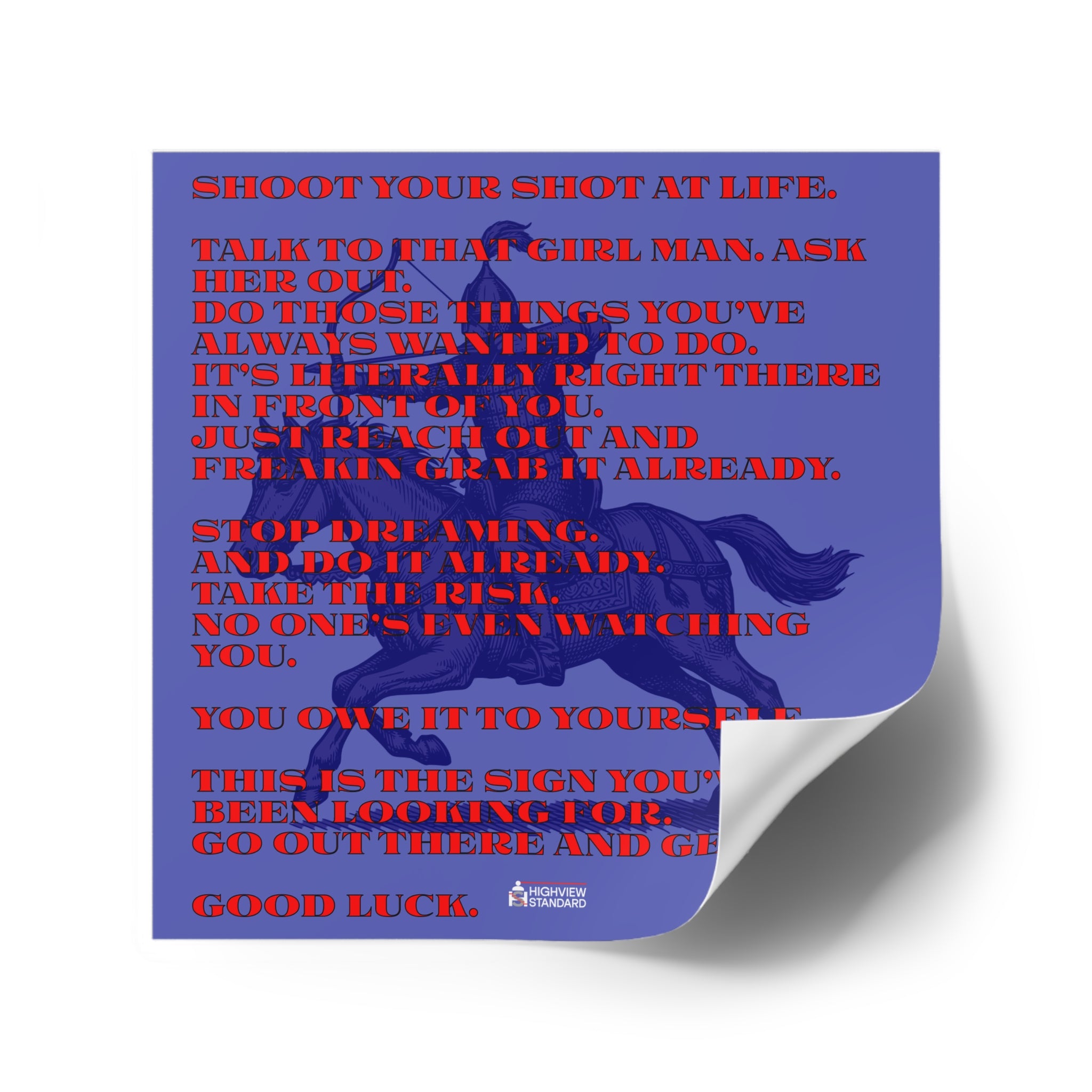 Square Sticker — 'Shoot Your Shot at Life' Motivational Quote Design